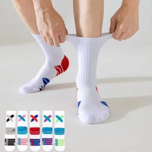 White Crew Athletic Socks Bulk Sport Terry Cushioned Basketball Socks for Marathon Running