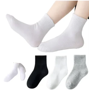 White Sports Socks for Kids Custom School Student White Socks Casual Style Bulk for Boys Girls for Spring Autumn