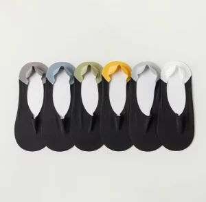 Wholesales Black Grip Color Blocking No Show Socks with Silicone Ankle Men Liner Socks Invisible for Flat Boat