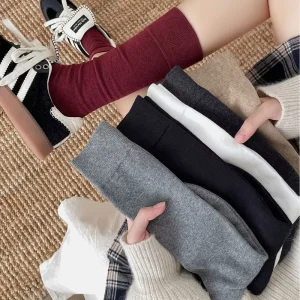 Wine red Cotton Socks for Girls Spring and Autumn Long Socks and Knee high Socks for Girls