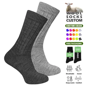 Winter Autumn Custom Brand Logo Crew Wool Socks Thick Warm Eco Friendly Slouch Sock Hiking Merino Wool Outdoor