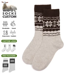 Winter Autumn New Outdoors Sports Hiking Sock Thick Warm Thermal Wool Crew Socks Custom Brand Logo Wool Sock