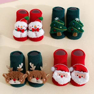 Winter Baby Anti Slip Socks Christmas Children’s Grip Socks 3d Cartoon Kids Non Slip Socks
