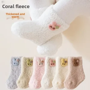 Winter Cartoon Coral Fleece Thick Baby Socks Loose-Fitting Breathable Warm Socks for Children