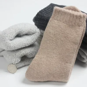 Winter Cashmere Wool Socks Solid Color Comfy Tube Fleece Socks Thickened Warm Terry Wool Socks Men