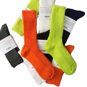 Winter Casual Solid Color Thick Line Double Needle Anti Friction Cotton Crew Socks for Women Men