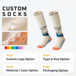 Winter Children Youth Eco-Friendly Anti-Bacterial Seamless Wool Ski Socks Calf Thick Warm Moisture Wicking Quick Dry Outdoor