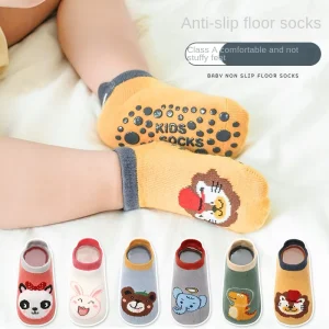 Winter Children’s Crew Socks Anti Bacterial Non Slip Spandex Cotton Casual Boat Design Cartoon Butterfly Pattern Baby Socks