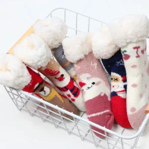 Winter Christmas Crew Socks Knitting Warm Coral Velvet Baby Socks High Quality Floor Anti Slip Sock for Baby