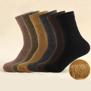 Winter Comfort Breathable Anti Bacterial Casual Plain Warm Thick Terry Thermal Wool Crew Socks for Men