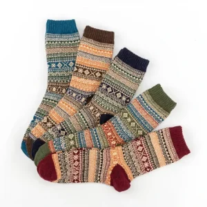 Winter Cozy Fluffy Crew Cashmere Socks Thick Knitted Women Retro Wool Socks