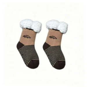 Winter Cozy Sherpa Lined Fluffy Crew Socks for Toddlers Anti Slip