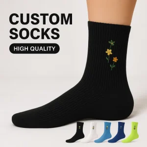 Winter Crew Cuff Soccer Sweat-Absorbent Breathable Plaid Pattern Cotton Socks One Pair