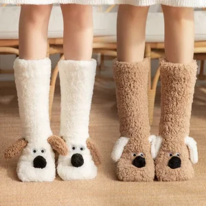 Winter Crew Fuzzy Fleece Lined Indoor Home Floor Socks Thermal Fluffy Plush Antiskid Slipper Socks