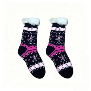 Winter Crew Thick Sherpa Fleece Lined Thermal Fuzzy Christmas Fluffy Acrylic Slipper Socks Floor Indoor Anti slip