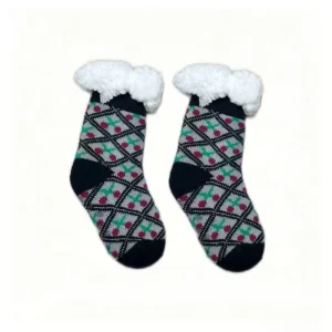 Winter Cute Crew Cartoon Gingerbread Children Indoor Socks Breathable Anti Slip Knitted Disposable Home Wear Santa