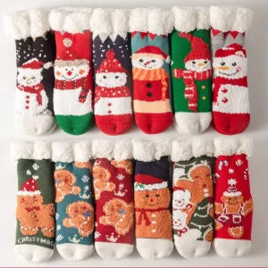 Winter Fashion Socks European Warm Indoor Slipper Socks Women Fuzzy Fluffy Sherpa Lined Grip Floor Socks