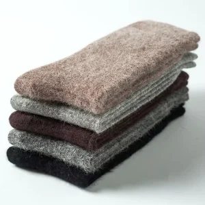 Winter Fashion Warm Plain Solid Color Thick Men Crew Wool Socks