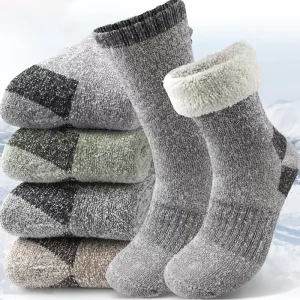 Winter Full Cushion Wool Socks Men Thickened Terry Thermal Warm Work Ski Hiking Socks