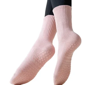 Winter Knitted Crew Bottom Socks with Non Slip Grip for Yoga and Pilates