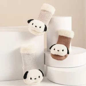 Winter Lovely Kids Socks With 3d Pattern Thick Winter Non-slip Doll Dog Socks for Infant