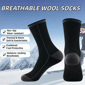Winter Merino Wool Thick Thermal Warm Non slip Ski Sweat wicking Mid Calf Socks for Men Women