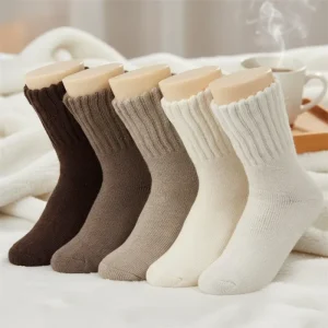 Winter Socks 95% Polyester Full Terry Looped Socks Ribbed Cuff Thick Warm Socks for Men 5 Colors