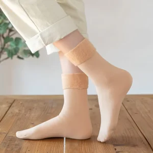Winter Socks Adult Warm Tube Snow Socks Velvet Thickening Men and Women Solid Color Floor Socks