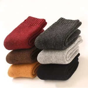 Winter Solid Color Terry Thermal Socks Kids Children Warm Thick Wool Crew Socks