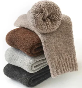 Winter Solid Color Terry Thermal Unisex Socks Kids Children Warm Thick Wool Crew Socks Custom