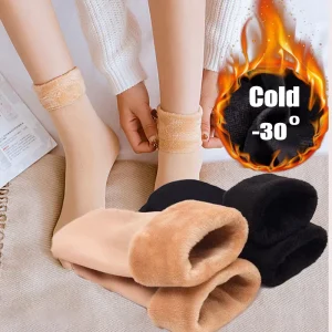 Winter Solid Color Versatile Thickened Velvet Straight Socks Keep Warm Anti slip Resistance Cold Resistance Home Socks
