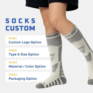 Winter Sporty Ski Compression Socks Knee High Knitted Cotton Blend with Custom Design for Skiing & Basketball Workouts