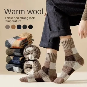 Winter Super Thick Wool Men’s Winter Warm Wool Socks Thick Towel Socks Solid Color Wool Socks