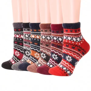 Winter Terry Thick Women Socks Two Mouth Thickening Thermal Simple Ethnic Style Ladies Wool