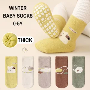 Winter Terry Thickened Floor Socks for Babies Toddlers Anti slip Socks for Newborns Baby Indoor Walking Socks