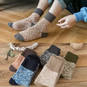 Winter Terry loop Hosiery Warmth Color Blocked Cotton Mid Tube Casual Thick Socks 10 Pairs for Men