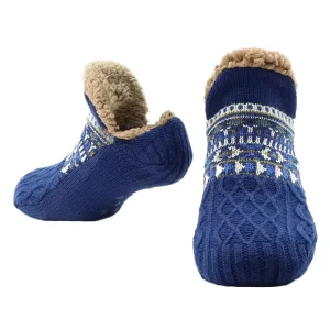 Winter Thermal Breathable Knitted Floor Socks Anti Slip Grip Full Size Warm Fleece Ankle Socks for Men Women
