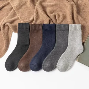 Winter Thermal Crew Socks Black Grey Plain Terry Thick Warm Anti Bacterial Unisex for Men Body Minimum Order 5 Pairs