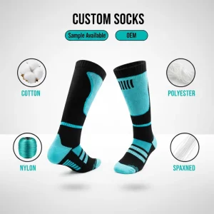Winter Thermal Ski Socks Unisex Crew Terry Thick Breathable Warm Hiking Snowboarding Sport Knitted Cuff Logo