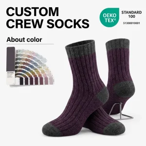 Winter Thermal Wool Cotton Eggplant Purple Thick Woolen Coarse Thread Crew Socks Man