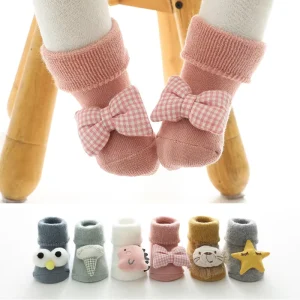 Winter Thick Terry Kids Shoes Soild Cartoon Animals Knit 3D Toddler Soft Baby Floor Home Anti Slip Socks for Children