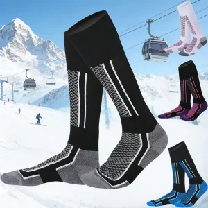 Winter Thick Thermal Ski Calcetines Deportivos Terry Cotton Knitted Knee High Unisex Compression Sports Socks