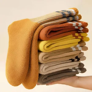 Winter Thick Thermal Socks for Women 100% Polyester Full Terry Mid Calf Cozy Cushion Terry Loop Casual Boot Socks