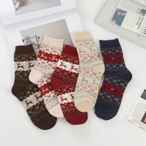 Winter Thickened Christmas Deer Socks Ladies Crew Thermal Women Socks