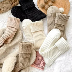 Winter Thickened Wool Socks Women Breathable Comfortable Plush Low Tube Snow Socks Korean Simple Warm Cashmere Socks