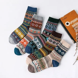 Winter Thickening Warm Ladies Terry Stripes Winter Men Wool Socks