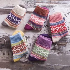 Winter Thickening Warm Ladies Terry Stripes Winter Women Wool Socks