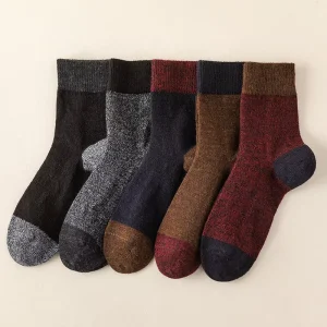Winter Thickening Warm Terry Patchwork Men Knittet Wool Socks