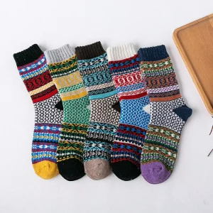 Winter Vintage Style Thick Warm Socks Casual Crew Wool Socks for Men