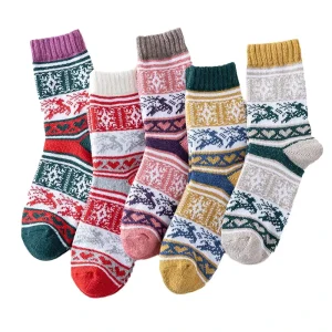 Winter Warm Casual Quick Dry Eco Friendly Spandex Polyester Crew Socks for Women